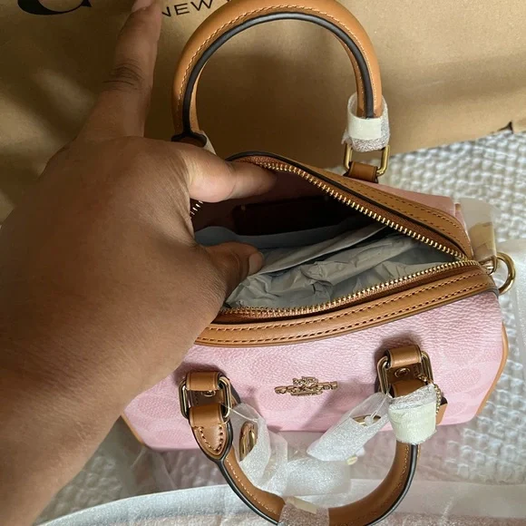 Coach MINI  Pink and Tan Satchel - Picture 3 of 5
